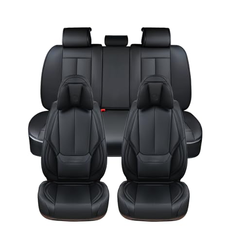 Image of Coverado Car Seat Covers 5 Pieces, Full Set Universal Seat Covers for Cars, Waterproof Nappa Leather Auto Seat Protectors with Head Pillow, Car Interiors Fit for Most Sedans SUV Pick-up Truck, Black