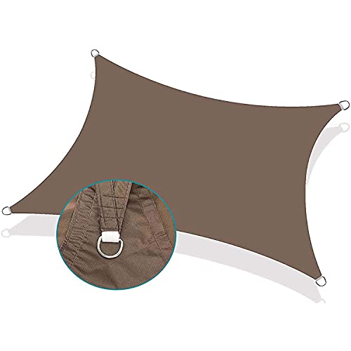 Tenda parasole pieghevole, resistente, 5 x 6 m, impermeabile, per patio e posto auto coperto, blocca il 97% della luce solare marrone da giardino per la massima protezione dai raggi UV