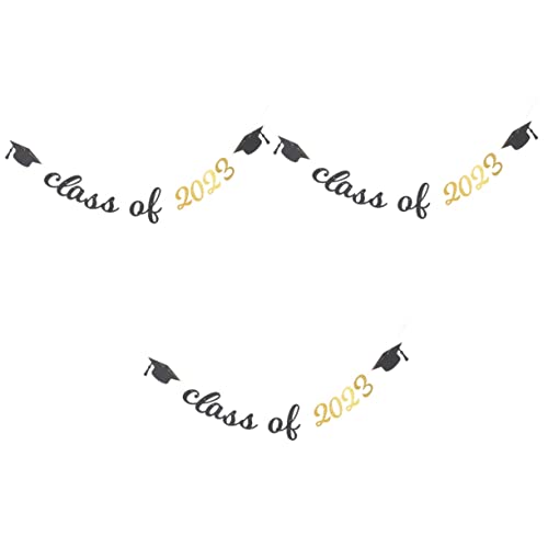 Amosfun 3 Sets Car Class Decoration Garland College Felicitation Grad Banner Hanging Decor Of Party Decorative School Wall Photo Bruant Cap Fournitures Decorations B Glitter Prop High Cover
