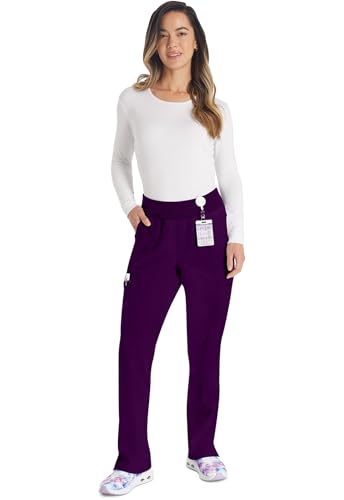 Dickies Women's Scrub Pants Natural Rise Tapered Leg Pull-On Bottoms with 7 Pockets and Knit Waistband DK005, M, Eggplant - image 7