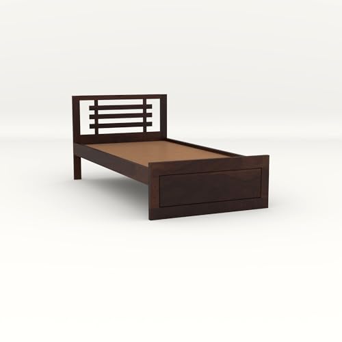 Image of Solid Sheesham Wooden Bed 6X4 Bed Single Bed Without Storage for Bedroom - Single Cot Wooden BedSingle Size for Living Room Guest Room - 12 Month Warranty (Mateo Walnut)