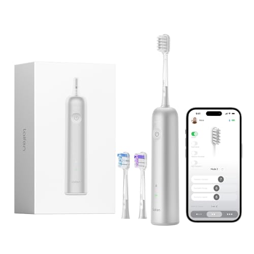 Laifen Wave Electric Toothbrush, Oscillation & Vibration Sonic Electric Toothbrush for Adults with App, 3 Brush Heads, IPX7 Waterproof Magnetic Rechargeable Travel Powered Toothbrush (Aluminum Alloy)