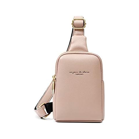 Women Vegan Leather Sling Bag, Outdoor One Shoulder Crossbody Chest Bag, Pink, OneSize Cover