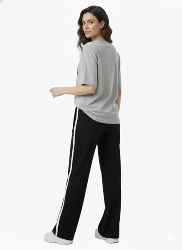 Image of EHA Women Co-ord Set for Girls | Stylish Two Piece Dress with Oversize Tshirt & High Waist Jogger|Trendy Cotton Blend Track Suit Set for Women | Casual /Travel & Lounge Wear Outfits