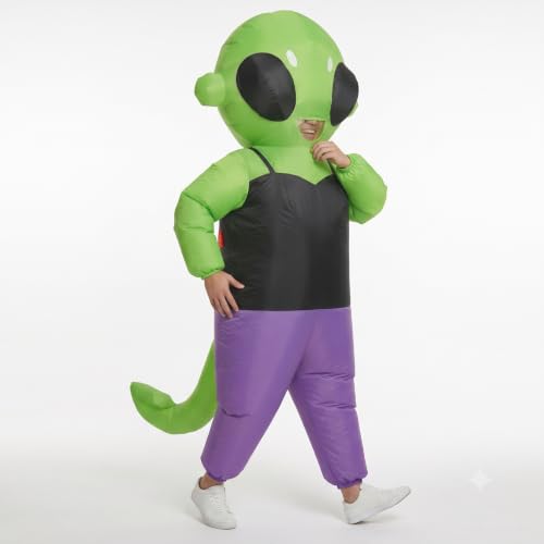 FXICH   Disfraz hinchable de alienígena para adultos, disfraz hinchable para Halloween y Navidad, para 150 190 cm, verde y negro