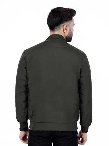 Image of Dollar Full Sleeves Bomber Jacket for Men | TPU Men's Standing Collar Lightweight Winter Jacket, Regular Fit