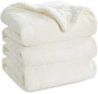 Bedsure Sherpa Fleece Throw Blanket King Size Thick Warm Soft Furry Winter Blanket Cream 108" x 90"