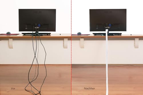 Alex Tech 13mm-3.1m selbstschließend Kabelschlauch gewebter Kabelmantel Kabelschutz zuschneidbar Weiß Für TV Computer Heimkino Automobilkabel zu Hause und im Büro