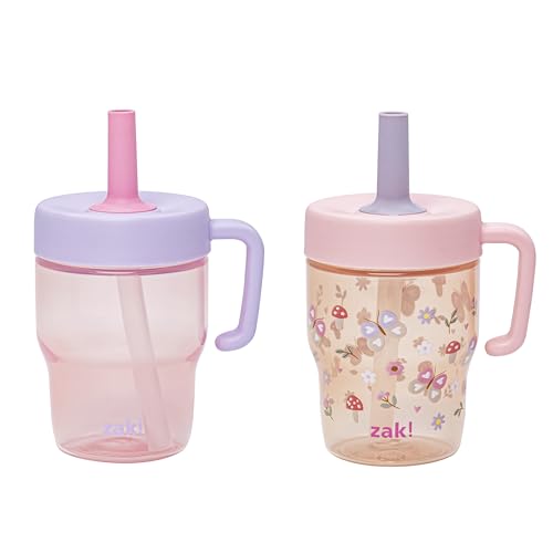 Image of Zak Designs Springtime Capri 10oz Leak-Proof Toddler Straw Cups, 2-Pack