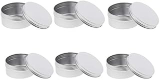 (6 pcs) 200ml 250ml Aluminum Tin Jars, Round Pot Screw Cap Lid Box Case,Cosmetic Sample Tins Empty Container