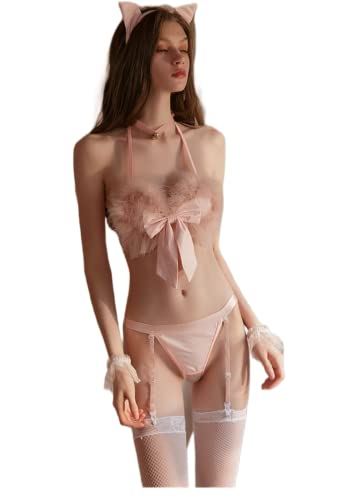 Sexy Lingerie Plush Cat Girl COS Uniform Temptation Set (5 Piece Set)