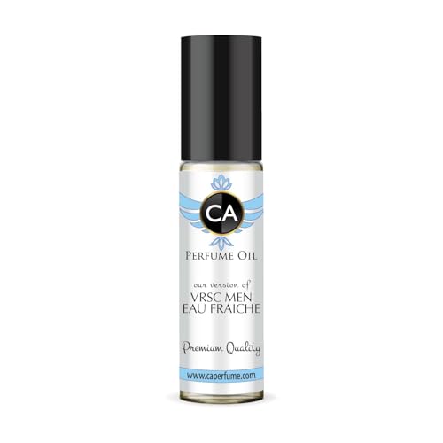 CA Perfume Impression of Vrs Men Eau Fraiche Eau De Parfum Woody Aquatic Scent Long Lasting Cologne for Men Travel Size TSA Ready for Day and Night Wear 0.33 Fl Oz 10ml