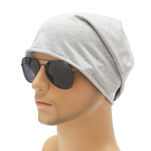 Image of ZLYC Cotton Thin Slouchy Beanie Hat for Men Women Fashion Soft Stretch Knit Skull Cap