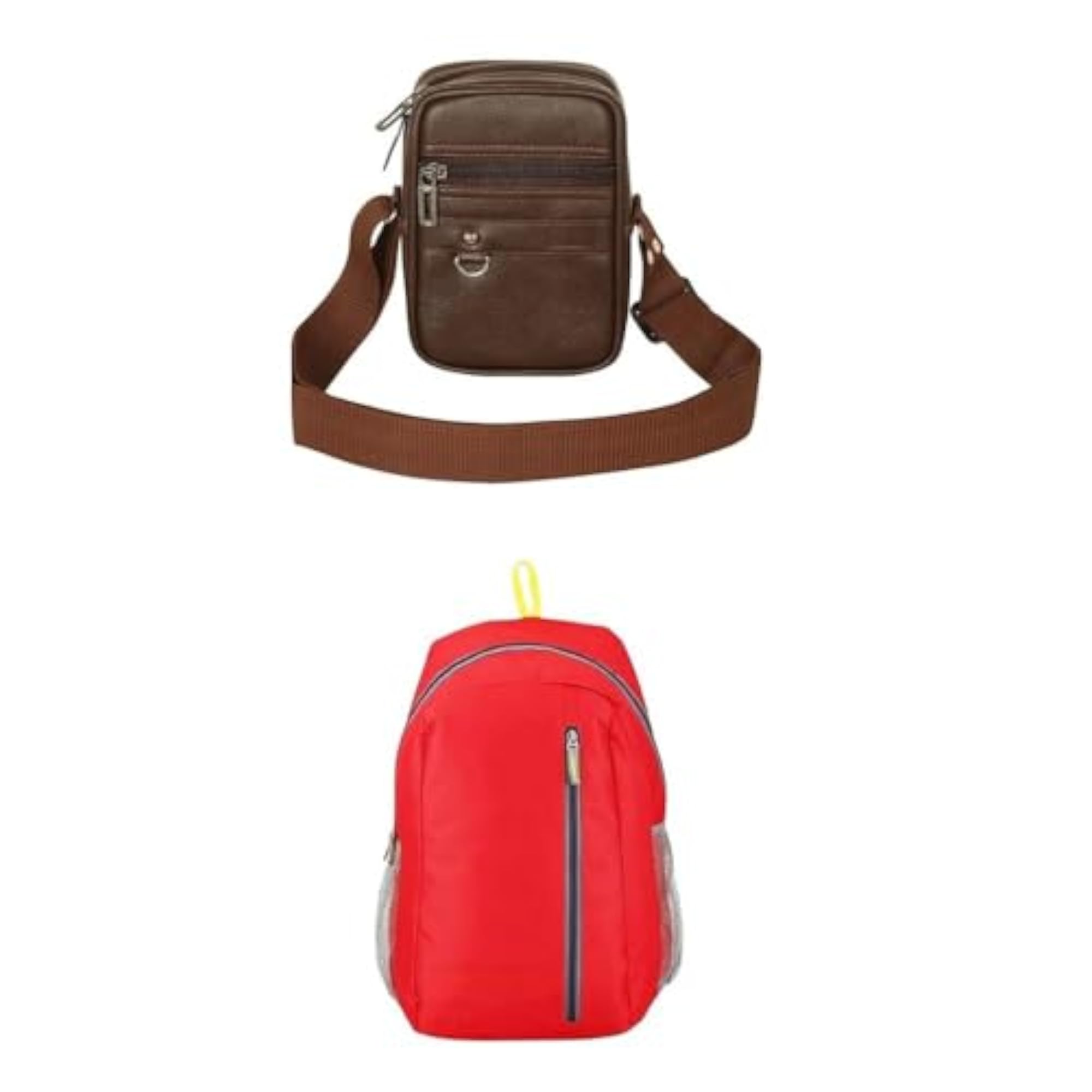 Premium Brown Leather Sling Bag with Adjustable Strap