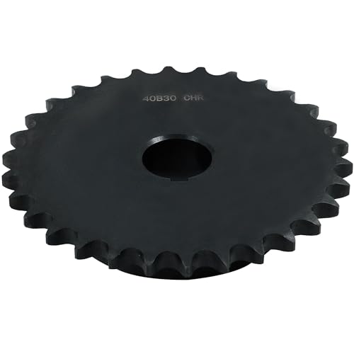 CHR #40 Roller Chain Sprocket, 30 Tooth, 1/2" (12.7mm) Pitch, 1" (25.4mm) Bore, 1/4" (6.38mm) Keyway, Carbon Steel, B-Type Hub, 5.04" (128mm) OD - ISO 9001-2000 Certified