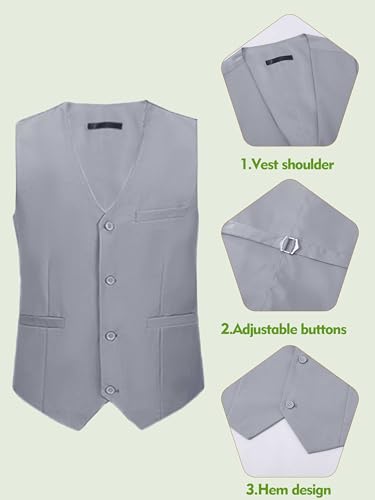 Suits for Men Slim Fit 3 Pieces Notch Collar Tuxedo Blazer Vest Pants Shirt Bow Tie Prom Party Wedding Business Dinner4