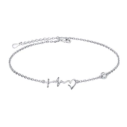 Image of FLYOW S925 Sterling Silver Anklet for Women Summer Boho Beach Charm Adjustable Foot Ankle Bracelet Jewelry Birthday Gift