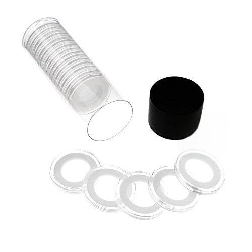 Tubo Capsula con Tapa Negra y Portamonedas Anillas Blancas 21mm para US Nickels miniatura 1
