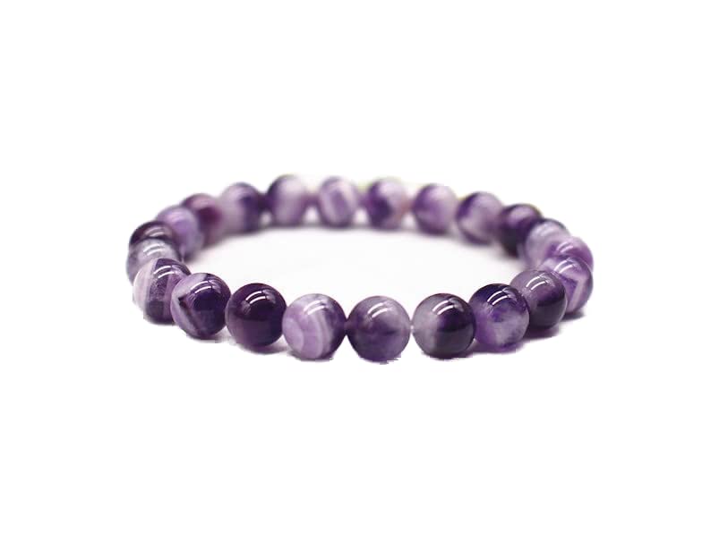 Bracelet améthyste contre le stress quotidien en perles naturelles équilibrantes 8mm