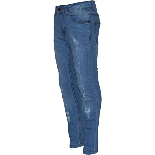Boys Stretchy Jeans Kids Ripped Light Blue Denim Skinny Pants Trousers 5-13 Year2