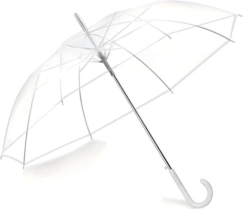 Image of Clear Transparent, Durable Wind-Resistant Umbrella | Special For Windproof Umbrella for Outdoor Events Rain-Decoration (White)
