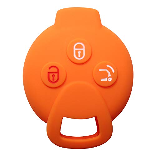 YLC Protector de Llave de Coche de Silicona Car Key Cover Skin Jacket para Llave Smart 451 FORTWO FORFOUR Roadster 3 botón(Naranja)