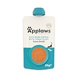 Applaws Natural Fish Bone Broth with Tuna for Cats, Wet Cat Food Soup Supports Joints, Digestion and Hydration, High in Collagen 12x85g Spout Pouch