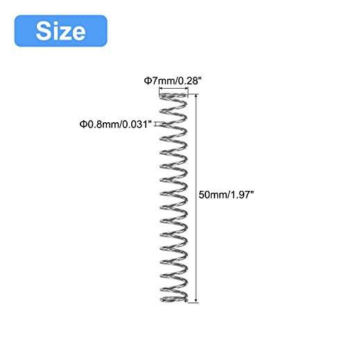 Image of uxcell 5Pcs Compression Spring 304 Stainless Steel 7mmOD,0.8mmWD,50mmFL