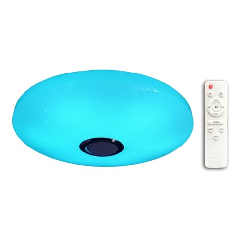 MQODLFP Plafón de 12 pulgadas con mando a distancia con altavoz Bluetooth RGB 24W LED empotrado para ducha, enchufe de la UE, fácil de instalar, fácil de usar