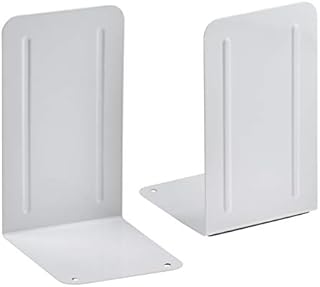 Acrimet Premium Metal Bookend (Heavy Duty) (White Color) (1 Pair Pack)