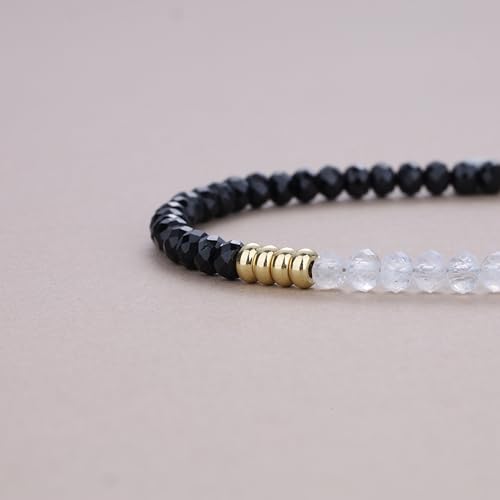 COAI Crystal Bracelet for Women, 4mm Moonstone Tourmaline/Sunstone/Amethyst Beaded Bracelet for Women4
