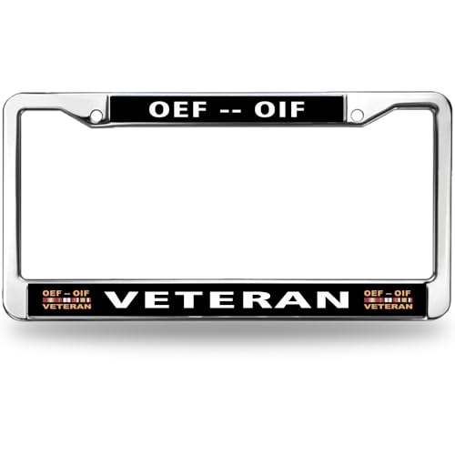 Image of OWF-OIF Veteran Custom License Plate Frame Stainless Steel Veteran Exclusive License Plate Frame Gift for Soldiers