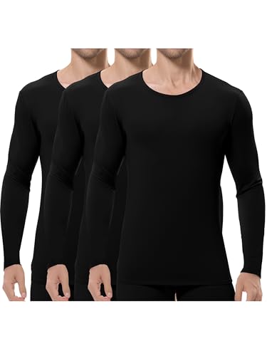 URATOT Men's Thermal Underwear Tops Crewneck Fleece Lined Long Sleeve Shirts for Men Base Layer Cold Weather Winter