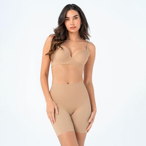 Image of Leonisa InvisiLift Seamless Butt Lifter Shaper Shorts, Moderate Compression Tummy Control Shapewear for Under Dress & Skirts