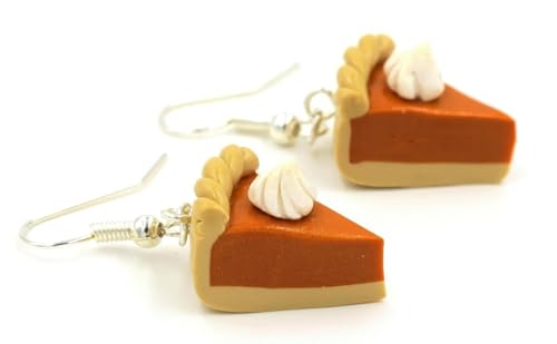 Thanksgiving Pumpkin Pie Earrings, Fall Dangle, Polymer Clay Food Themed Jewelry