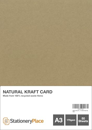 Kraft brun recyclé A3 170g épais de Papeterie Place - 50 feuilles de dessin