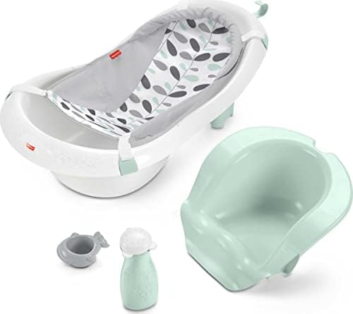 Fisher-Price Baby To Toddler Bath 4-In-1 Sling ‘N Seat Tub With Removable Infant Support And 2 Toys, Climbing Leaves [Amazon Exclusive]