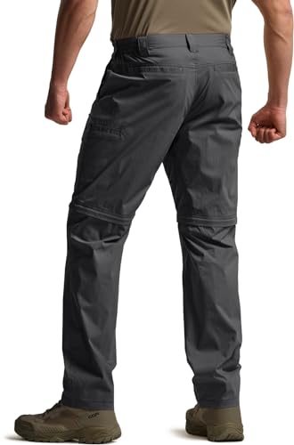 Image of CQR Men's Convertible Cargo Tactical Pants, Water Resistant Outdoor Hiking Pants, Zip Off Lightweight Stretch Work Pants