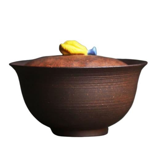 Juegos de té retro con taza gaiwan de boca ancha y arcilla