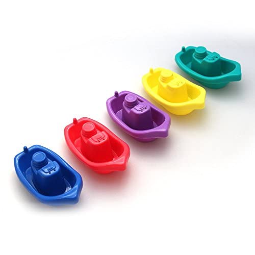 5 Pack Bath Time Boat (Set of 5 Coloured Boats) Great Gift For Party Favor (1 Set)
