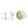 925 Sterling Silver Huggie Hoop Earrings with Moon & Star Design - Handmade Drop Dangle Jewelry for Women & Girls #3