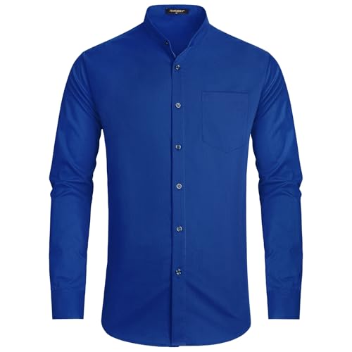 HISDERN Camisas Hombre Manga Larga Elegantes Camisa Hombre Cuello...