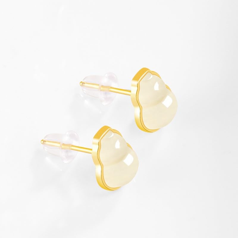Boucles d'oreilles argent anti-allergie avec jade blanc véritable - 5