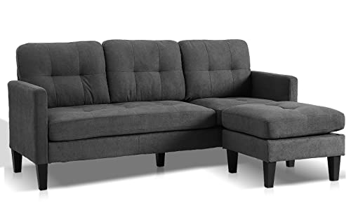 Jovno Convertible Sectional Sofa Couch, Modern L-Shaped Couch 3-Seat Sofa, Reversible Sectional For Living Room, Apartment And Small Space (Dark Grey) #TOP6