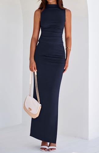 BTFBM Summer Two Piece Skirt Set for Women 2025 Dressy Lightweight Sleeveless Knit Top Going Out Split Maxi Skirt Set