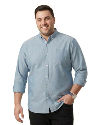 Image of Thomas Scott Men's | Plus Size | Regular Fit | Long Sleeves | Button-Down Collar | Oxford Fabric | Casual | Shirts for Men