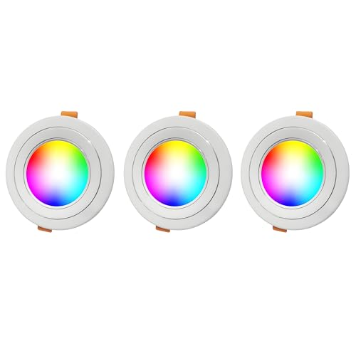 Image of MVL 9 Watt 9 in 1 Multicolour Led Ceiling Down Light (Red /Pink /Blue /Yellow /Violet /Green /Sky Blue /White,Aluminium) Pack of 3