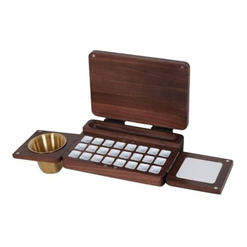 Bandeja de madera para pintura con tapa artesanal y caja de viaje con 24 pocillos herméticos 2