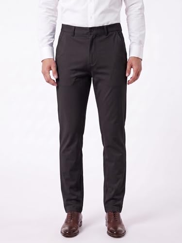 Image of Mehrang Men's Slim Fit Casual Mid Rise, Cotton Blend Trousers, Side Pockets || Classic Slim Fit Chino Pants || Business Casual Dress Trousers