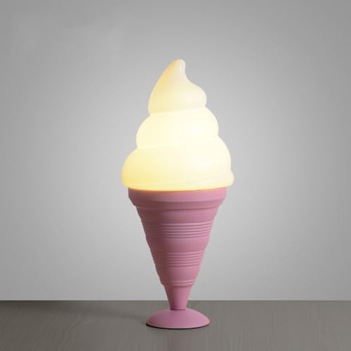 Image of Ice Cream Desk lamp Spiral Cone Decorative Table lamp Fixture, DIY Lighting Fixtures for Kitchens, Dining Rooms and More（Pink）